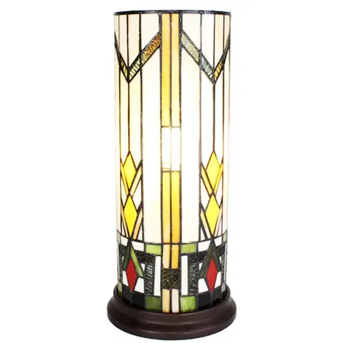 Svítidla Válcová stolní lampa Tiffany - Ø 18*40 cm E14/max 1*25W Clayre & Eef 5LL-6297