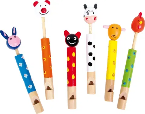 Hudební nástroje pro děti Small foot Sada dětských dřevěných píšťalek ANI vícebarevná