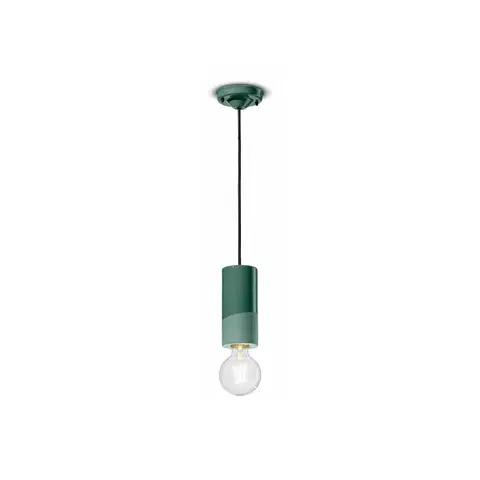 Závěsná světla Ferroluce Závěsné svítidlo PI, válcové, Ø 8 cm zelené