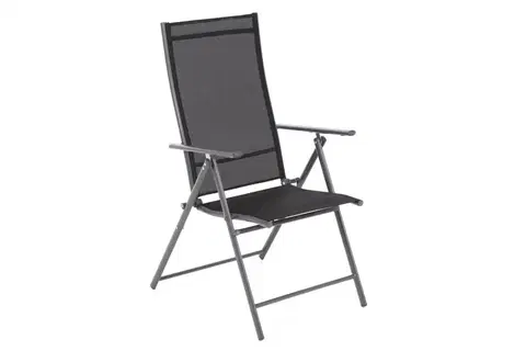 Zahradní křesla a židle Skládací zahradní židle ocel / textilen Černá / šedá