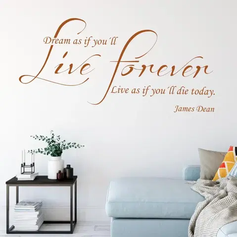 Samolepky na zeď Samolepka na zeď - James Dean - Live forever (citát na zeď)