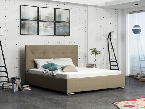Postele Čalouněná postel DANGELO 1 160x200 cm, béžová látka