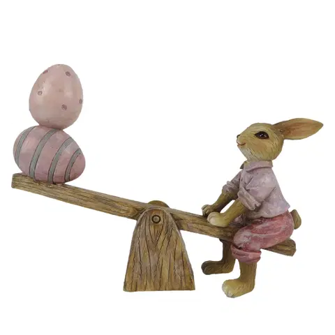 Velikonoční dekorace Velikonoční dekorace králíčka s vajíčky na houpačce - 16*3*12 cm Clayre & Eef 6PR3283