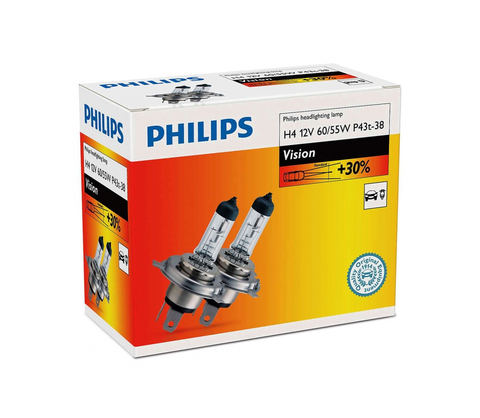 Žárovky Philips SADA 2x Autožárovka Philips VISION 12342PRC2 H4 P43t-38/60W/55W/12V 3200K 