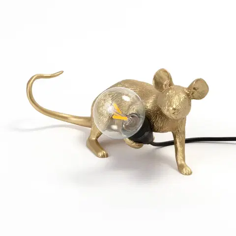 Vnitřní dekorativní svítidla SELETTI LED deko stolní lampa Mouse Lamp USB ležící zlatá