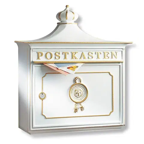 Nástěnné poštovní schránky Burgwächter Bordeaux - Hliníková litá poštovní schránka, bílá