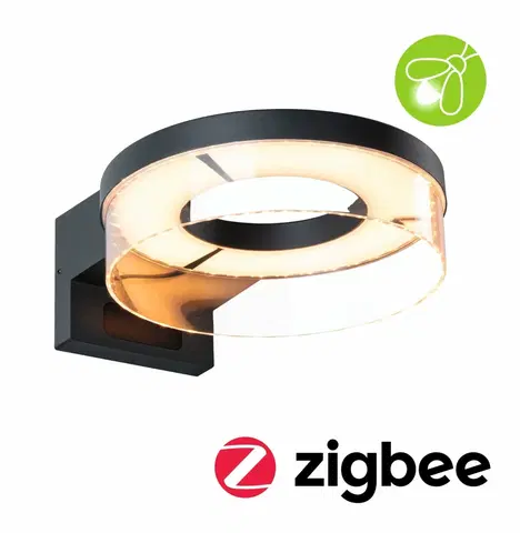 LED venkovní nástěnná svítidla PAULMANN LED venkovní nástěnné svítidlo Smart Home Zigbee 3.0 Capea pohybové čidlo neláká hmyz IP44 231mm CCT 12,5W 230V antracit hliník