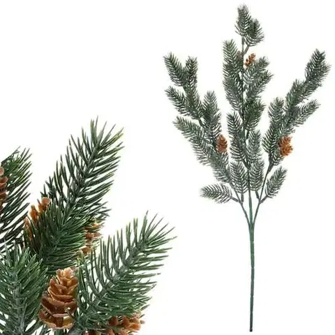 Vánoční dekorace Umělá větvička s jehličím a šiškami, 56 cm