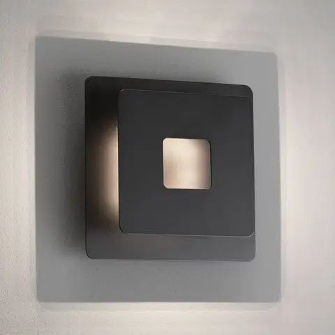 Nástěnná svítidla FISCHER & HONSEL LED nástěnné světlo Hennes, 18x18cm, černá
