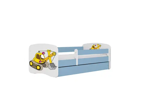 Dětské postýlky Kocot kids Dětská postel Babydreams bagr modrá, varianta 70x140, bez šuplíků, s matrací
