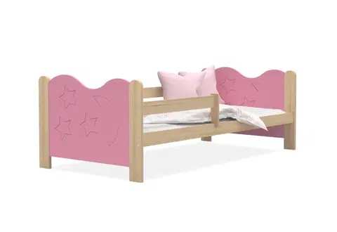 Dětské pokoje Expedo Dětská postel  MICKEY P1 + matrace + rošt ZDARMA, 160x80, borovice/růžová