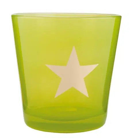Svícny Zelený svícen na čajovou svíčku s hvězdou - Ø 10*10 cm   Clayre & Eef 6GL1547GR