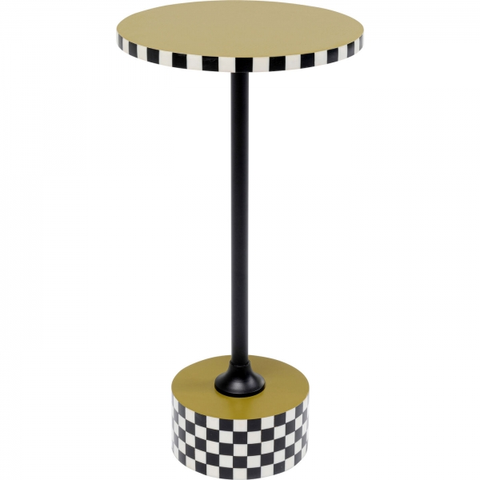 Odkládací stolky KARE Design Odkládací stolek Domero Checkers - olivový Ø25cm