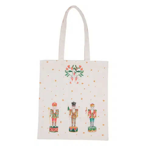 Nákupní tašky a košíky Látková taška s louskáčky Happy Little Christmas II - 33*38 cm Clayre & Eef HLC83-2