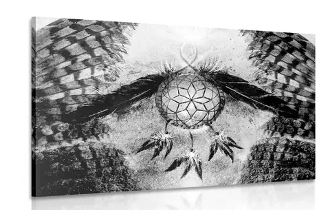 Černobílé obrazy Obraz indiánský lapač snů v černobílém provedení