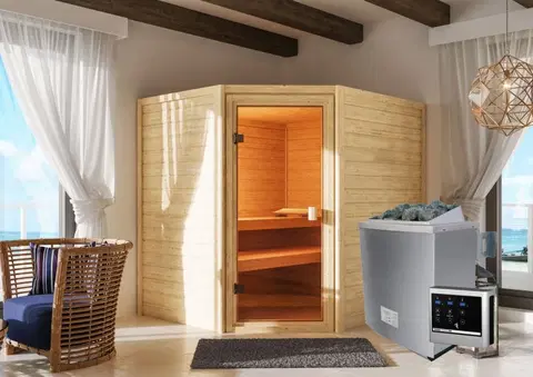 Sauny Interiérová finská sauna s kamny 9 kW Dekorhome
