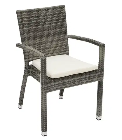 Zahradní židle a křesla Zahradní ratanové křeslo NAPOLI s polstrem (šedá)