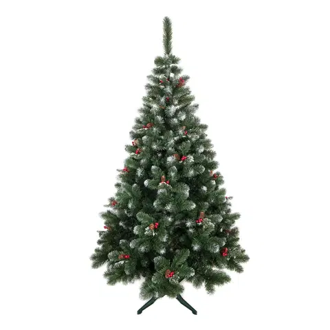 Vánoční stromky Umělý vánoční stromek jedle s červenou jeřabinou a šiškami 180 cm