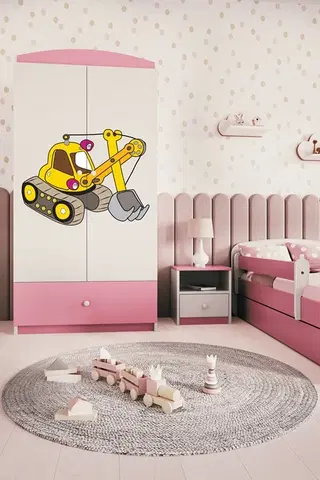 Dětský nábytek Kocot kids Dětská skříň Babydreams 90 cm bagr růžová