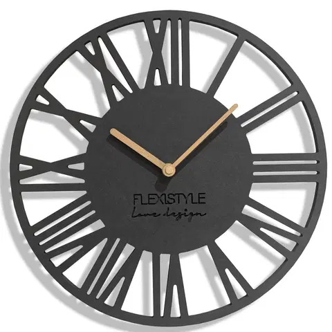 Nástěnné hodiny Jednoduché antracitové nástěnné hodiny v dřevěném designu 30 cm