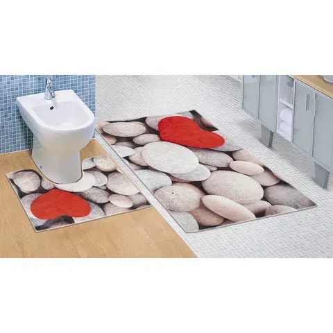 Koberce a koberečky Bellatex Koupelnová předložka Světlé kameny 3D, 60 x 100 + 60 x 50 cm
