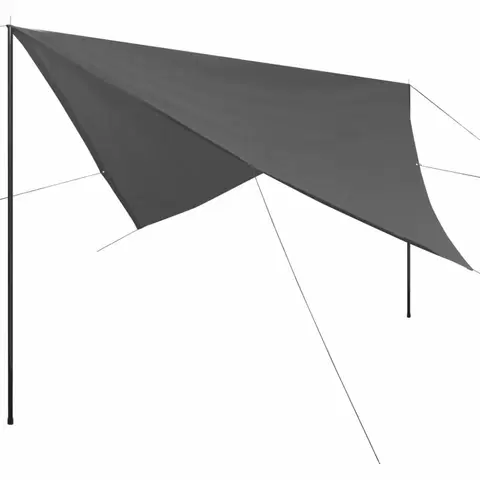 Stínící textilie Plachta proti slunci s tyčemi čtvercová 4x4 m Antracit
