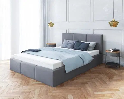 Postele FDM Čalouněná manželská postel FRESIA | 160 x 200 cm Barva: Šedá