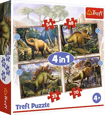 Hračky puzzle TREFL - Puzzle 4v1 - Dinosauři