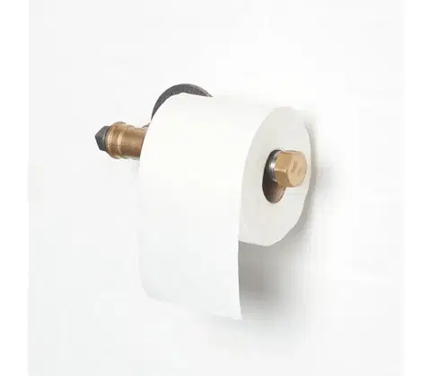 Koupelnové skříňky  Držák toaletního papíru BORURAF 8x22 cm černá/zlatá 