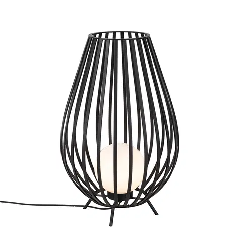 Stojaci lampy Designová stojací lampa černá s opálem 70 cm - Angela