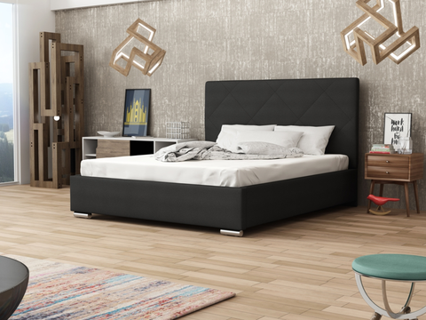 Postele Čalouněná postel DANGELO 5 160x200 cm, černá látka