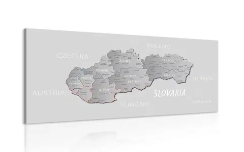 Obrazy mapy Obraz šedá mapa Slovenska s decentním kontrastem