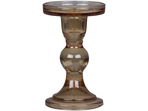 Svícny Karamelový skleněný svícen Pillar - Ø 8,5*14 cm Chic Antique 71568-04
