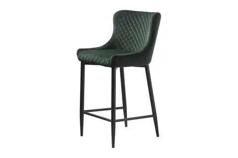 Barové židle Furniria Designová barová židle Hallie zelený samet