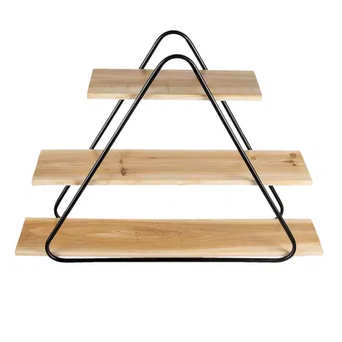 Regály a poličky Nástěnný kovový stojan s 3 dřevěnými policemi Triangle - 70*15*50 cm Clayre & Eef 50468