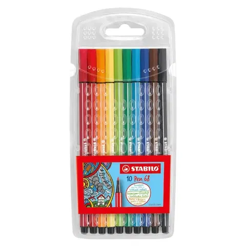 Hračky STABILO - Fixy vláknové Pen 68, 10 barev 1 mm