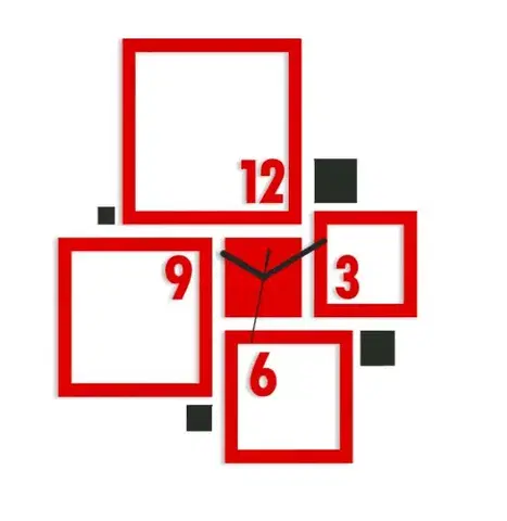 Nalepovací hodiny ModernClock 3D nalepovací hodiny Quadrat červeno-černé