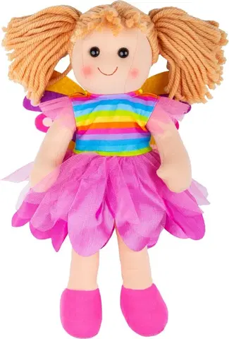 Hračky pro holky Bigjigs Toys Látková panenka VÍLA CHLOE 34 cm růžová
