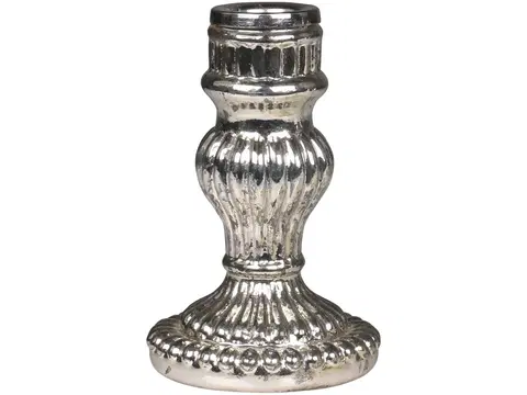 Svícny Stříbrný antik skleněný svícen Mercury - Ø 7*11,5 cm Chic Antique 71591-12