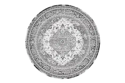 Koberce Norddan Designový kulatý koberec Maile 200 cm černo-bílý