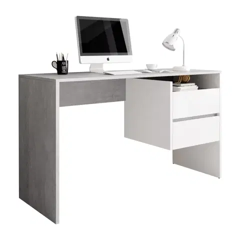 PC stoly PC stůl se zásuvkami TULIO Tempo Kondela Bílá / beton