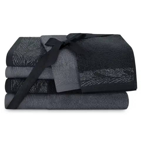 Ručníky AmeliaHome Sada 6 ks ručníků ALLIUM klasický styl černá