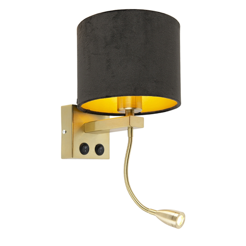 Nastenna svitidla Moderní nástěnná lampa zlatá / mosazná s černým sametovým odstínem - Brescia