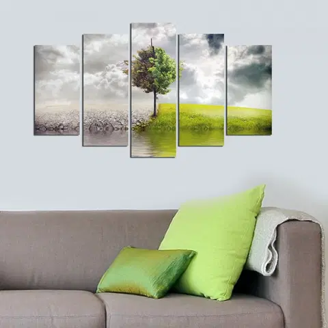 Obrazy Hanah Home Vícedílný obraz A Tree By The Water 110x60 cm
