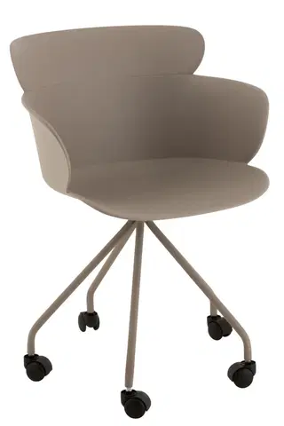 Jídelní stoly Plastová šedá židle na kolečkách Eva - 56*53*81 cm J-Line by Jolipa 1004