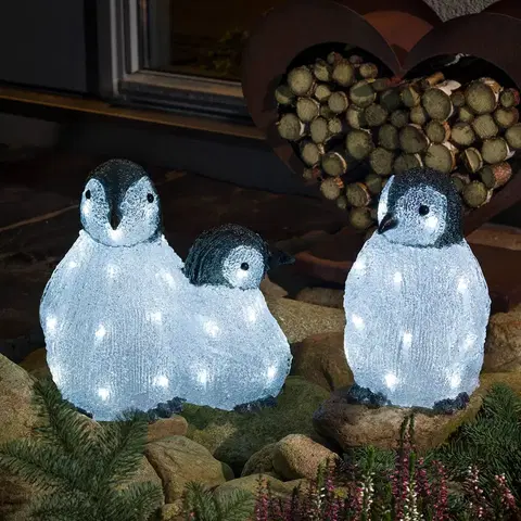 Venkovní vánoční figurky Konstsmide Christmas LED akrylové svítící figurky tučňáků 3 kusy