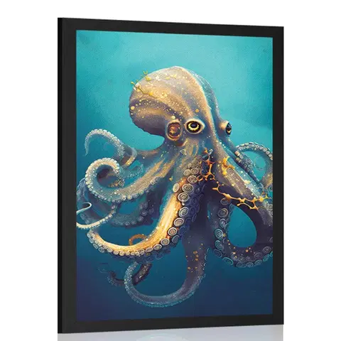 Vládci živočišné říše Plakát modro-zlatá chobotnice