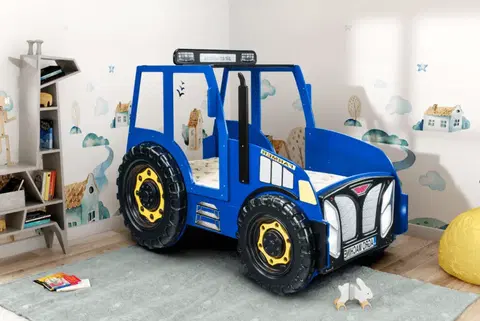 Postele Detská posteľ Traktor modrý