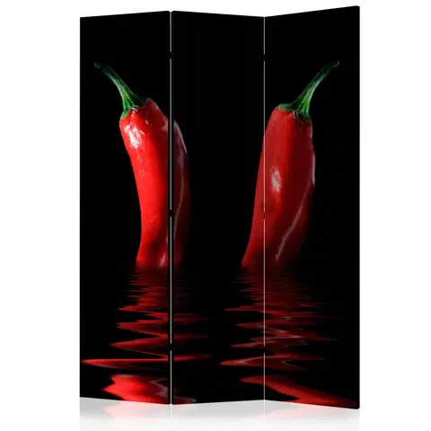 Paravány Paraván Chili pepper Dekorhome 135x172 cm (3-dílný)