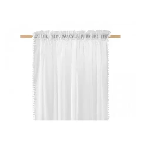 Záclony Krásná spadající, bílá záclona s kuličkami 140 x 280 cm